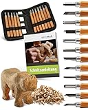 HOLZHELD Holzschnitzwerkzeug Set (16-teilig) mit Anleitung für 1 Schnitzprojekt...