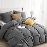 BEDSURE Bettwäsche 155x220 3teilig Anthrazit - 1 Bettbezug 155x220 cm + 2...