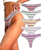 FINETOO 5er Pack String Tanga Damen Baumwolle mit Niedriger Leibhöhe Sportbund...