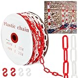 25 m Absperrkette Rot Weiß Kunststoffkette, 6mm Warnkette Plastikkett,...