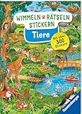 Ravensburger Wimmeln, Rätseln, Stickern: Tiere - Stickerbuch ab 4 Jahren, 13...