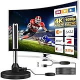 DVB-T2 Antenne mit Verstärker für Innen – Zimmerantenne für Fernseher,...
