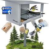 Vogelhaus mit Ständer [wetterfest] - 3-in-1 Futterhaus für Vögel - großes,...