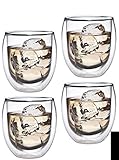 Feelino Set mit 4 Cappuccino-Tassen, Kaffeegläsern, Borosilikatglas, 400 ml,...