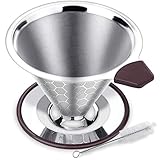 FOXAS Permanenter Pour Over Kaffeefilter aus Edelstahl,Papierloser Dauer...