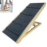 FIVMEN Hunderampe 60cm Hundetreppe Holz Faltbar Höhenverstellbar Haustiertreppe...
