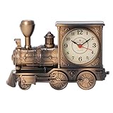 WINOMO Lokomotive Zuguhr Steampunk Glocke Uhr Vintage Wecker Analoge Tisch...