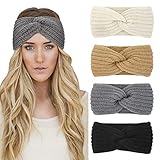 4 Stück Stirnband Damen Winter Gestrickt Frauen Haarreifen Haarbänder Breit...