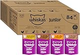 Whiskas Junior Katzennassfutter Geflügel Auswahl in Gelee, 84 Portionsbeutel,...