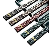 JEYORZY 5 Paar Fiberglas-Essstäbchen, Wiederverwendbare japanische...