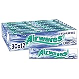 Airwaves Kaugummi Zuckerfrei, Strong Gum, 30 x 12 Dragees, Großpackung Chewing...