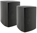 ChiliTec 2-Wege Lautsprecher Schwarz, Paar, Wand-Lautsprecher für HiFi...