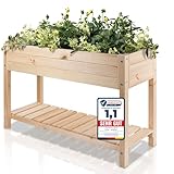 PATKAR® 117x40x78cm Hochbeet Holz [RÜCKENSCHONENDE HÖHE] - Premium hochbeet...
