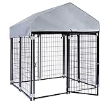 Wiltec Hundezwinger mit Überdachung 121 x 121 x 137 cm, Hundehütte mit...