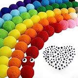 TOAOB 300 Stück Pompon 30mm Bunte Pompons zum Basteln Flauschigen Plüsch...