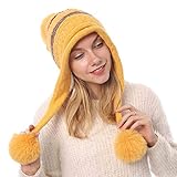 Kangqifen Damen Winter Gestreifte Fleece Gefüttert Warme Strickmütze...