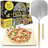 Loco Bird Pizzastein für Backofen & Gasgrill inkl. Pizzasschieber - 3er Set -...