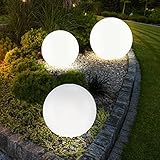 etc-shop 3er Set LED Außen Solar Kugel Leuchten Garten Beleuchtung Rasen...