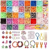 2500+ Loom Bänder Set, 40 Rastern Bunte Gummibänder Kit für Armbänder, DIY...