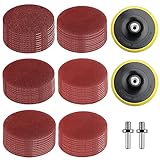 60 BläTter Schleifpapier 125mm Klett, 2 Stück Klett-StüTzteller,...