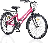 Toys Store 26' Zoll Alu Fahrrad City Bike Mädchen Fahrrad Kinderfahrrad 21 Gang...