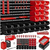 MASKO® Stapelboxen + Wandregal + Werkzeughalter 45-teiliges Set Box erweiterbar...