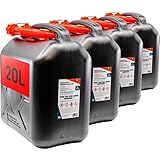 KOVA 4x Benzinkanister 20L SCHWARZ Kunststoff Dieselkanister Reservekanister...