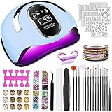 TWBEST Nail Dryer, 168 W UV LED Lamp for Nails with 4 Timers, Car Sensor, LCD Display, Nail Polish Dryer, Removable, LED UV Dryer, Nail Lamp for Gel Nails, Fingers/Toenails, Nail Studio Lamp