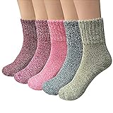 Airabc 5 Paar Thermosocken Damen, Wollsocken, Warme Wintersocken Damen, Dicke...