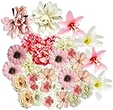 Loiina 42 Stück Kunstblumen zum Basteln, 7 Farben 2.5-8cm Hochwertige...