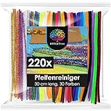 OfficeTree 220 Pfeifenputzer Bunt zum Basteln - 30 Farben inklusive Glitzerdraht...