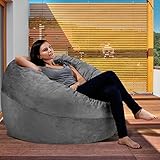 fluffsac Sitzsack XXL 90cm für Erwachsene und Kinder - mit Memory Schaumstoff...