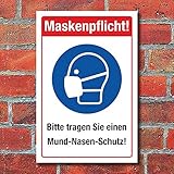 WERBEPUNKT. Schild Maskenpflicht Mund-Nasen-Schutz tragen Hinweisschild 3 mm...