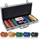 CCLIFE Pokerset Profi 300 500 PCS Pokerspiel inkl. Pokerkoffer Pokerdecks Dealer...