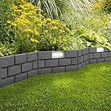 1,8 Meter LED leleuchtete Solar Beetumrandung Steinoptik 4 Stück je B45xH29 cm...