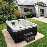 HOME DELUXE - Outdoor Whirlpool - White Marble Plus Treppe und Thermoabdeckung -...