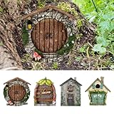 YUZHEDM 4 Stück Elfentür Wichteltür Feentür ca. 20g Elfentür Holz Buchsbaum...