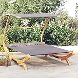 Yolola Loungebett mit Dach Hängematte Sonnenliege Holz Sonnenliege Draußen...