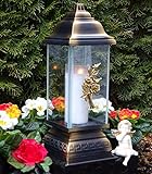 Grablaterne Grablampe Grableuchte Grablicht Rose Bronze inkl. Kerze Gabschmuck...