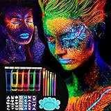 19 Stücke UV Farbe Schminke,6 x 25ml,Fluoreszierende Farben im...