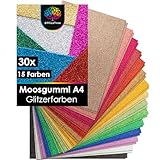 OfficeTree 30x Bögen Glitzer Moosgummi 2mm - Moosgummi Platten A4 - Moosgummi...