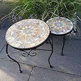 K&L Wall Art Mosaik Garten Tisch 2-er Set Vintage Beistelltisch 30cm und 24cm...