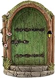 Grüne Feentür aus Holz, Miniatur-Feengartentüren, Outdoor-Mini-Feenzwerg,...