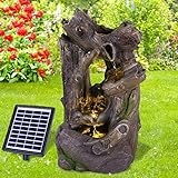 Solar Gartenbrunnen Brunnen Solarbrunnen Zierbrunnen Wasserfall Gartenleuchte...