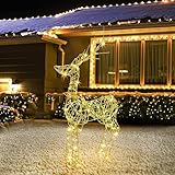 Joomer 240er LED Rentier Beleuchtet Aussen, 85cm Rentier Figuren Weihnachtsdeko...