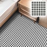 PVC Bodenbelag Fliesen Vinylboden Selbstklebend, Wasserdicht Schwarz-weißes...