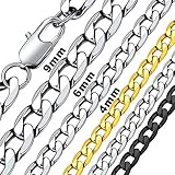 Bandmax klassische Panzerkette für Herren Damen Edelstahl 4mm breit kubanische...