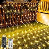 Ollny Lichternetz Außen 3x2m, 200 LED Lichterkette außen Netz warmweiß mit...