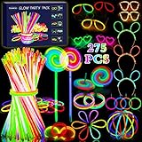 Amzeeniu 270 Stück Knicklichter Party Set Glow Sticks Leuchtstäbe Neon Party...