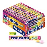 Mentos Fruit Dragees, 40 Rollen Bonbons, Frucht-Geschmack mit Orange + Zitrone +...